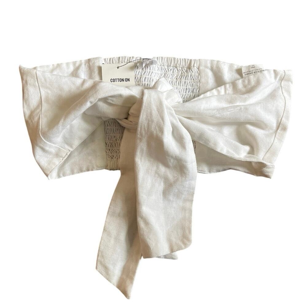 New With Tags Cotton On White Tie On Bow Front Bandeau Tube Top - (M)